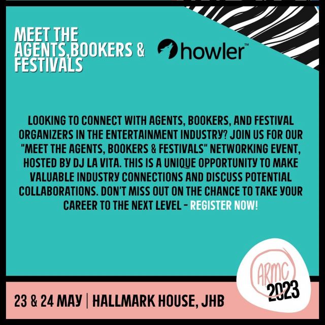 "Meet the Bookers, Venue Owners, Festivals, and Promoters" IS HERE!!! We are less than a day away ⏱️  e industry.  With our partners @howlertech and other @iriniconcepts, @flipsidemanagement, @blacklabone, @easyagencysa @womex_theworldmusicexpo, @dinhocafe_26dec, @deeptownjozi, @homecomingevents and many more amazing partners and sponsors.  Have you applied for the "Meet the Bookers, Venue Owners, Festivals, and Promoters" session at the #ARMC23?!!  Link in bio 🔗  #AfricaRisingMusicConference #MeetTheBookers #VenueOwners #Festivals #Promoters #MusicIndustryNetworking #ApplyNow #linkinbio
