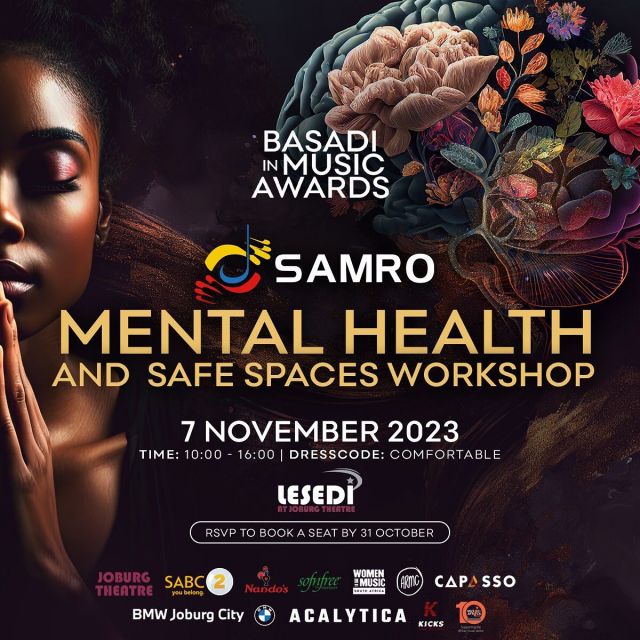 [GIVEAWAY] 🚨🚨🚨🚨🚨🚨🚨.  Having a safe space can make a big difference in improved mental wellbeing. Basadi in Music presents MENTAL HEALTH AND SAFE SPACES WORKSHOP with SAMRO.  We are giving away 20 tickets to this workshop. In order to win:1. Follow @africa_rising_music_conference .2. Share the post on your story and tag us.3. Comment on what mental health means to you.  NB: better chance to win if you follow the accounts tagged on this post. [Terms and conditions apply].  GOODLUCK ✨✨✨✨✨